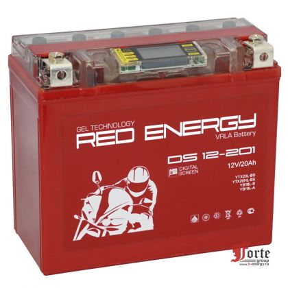 Red Energy (RE) DS 12-201 GEL, стартерный аккумулятор для мототехники и скутеров.